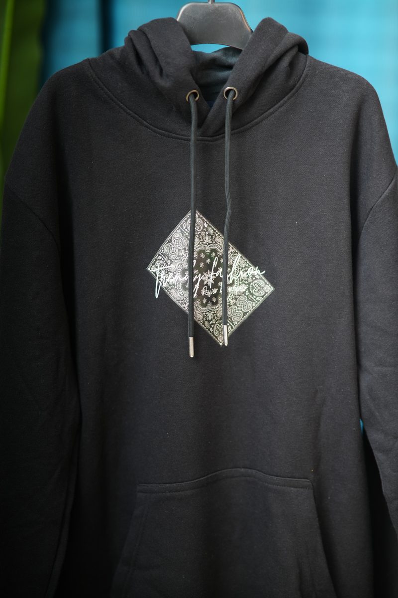 Black Paisley Hoodie & Dropsoulder Combo