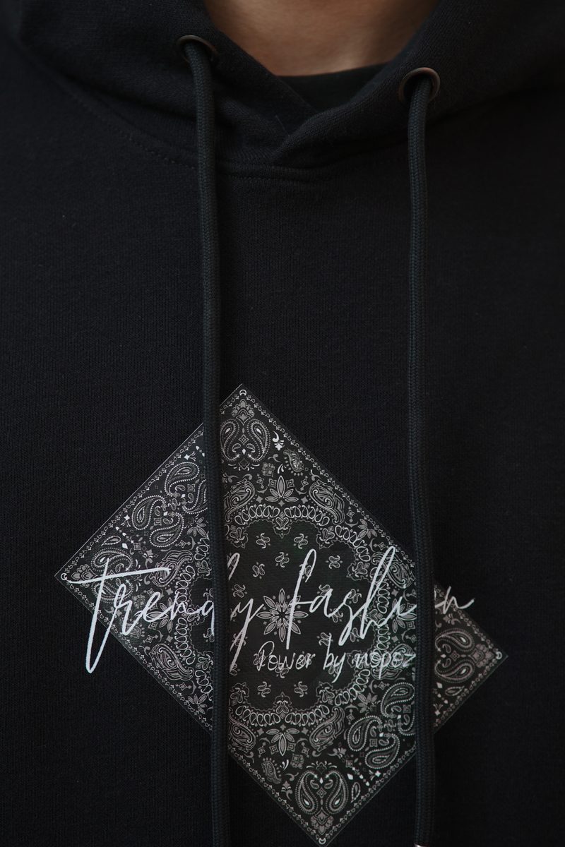 Black Paisley Hoodie & Dropsoulder Combo