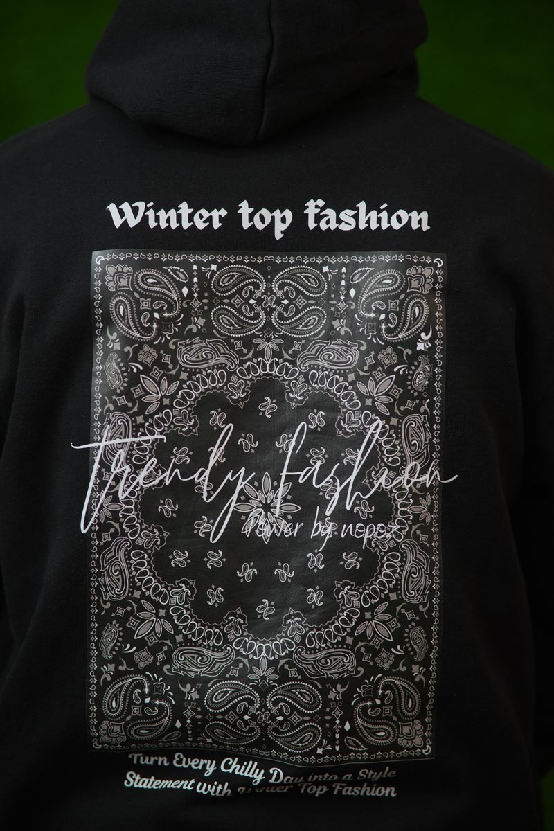 Black Paisley Hoodie & Dropsoulder Combo