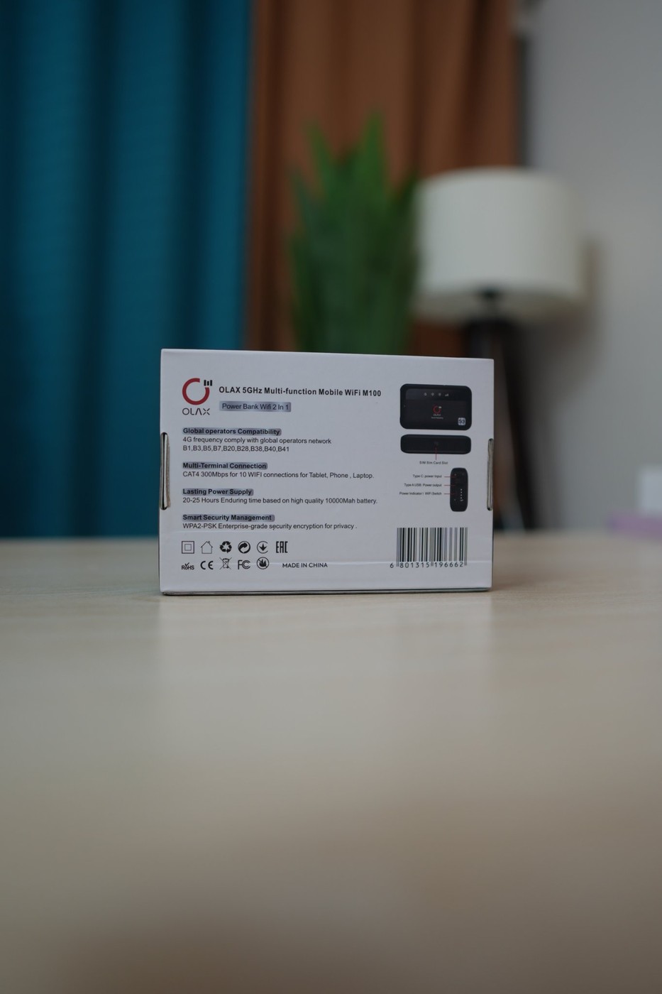OLAX M100 Pocket WiFi Router + Power Bank 10000mAh (4G SIM, Dual Band)