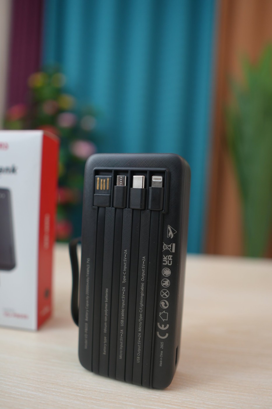VEN-DENS Power Bank 20000mAh VD-PB059 (Built-in Cables)