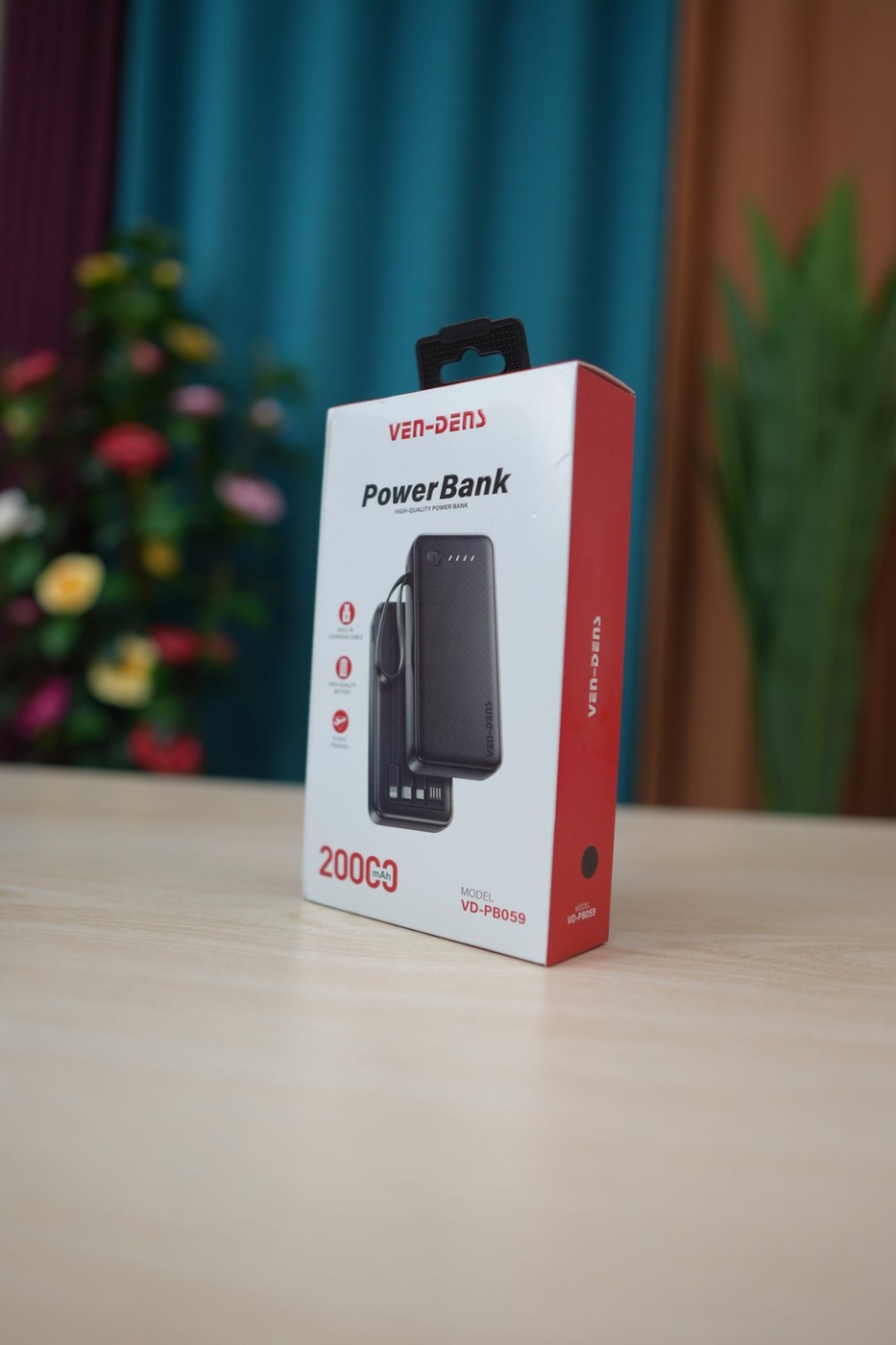 VEN-DENS Power Bank 20000mAh VD-PB059 (Built-in Cables)