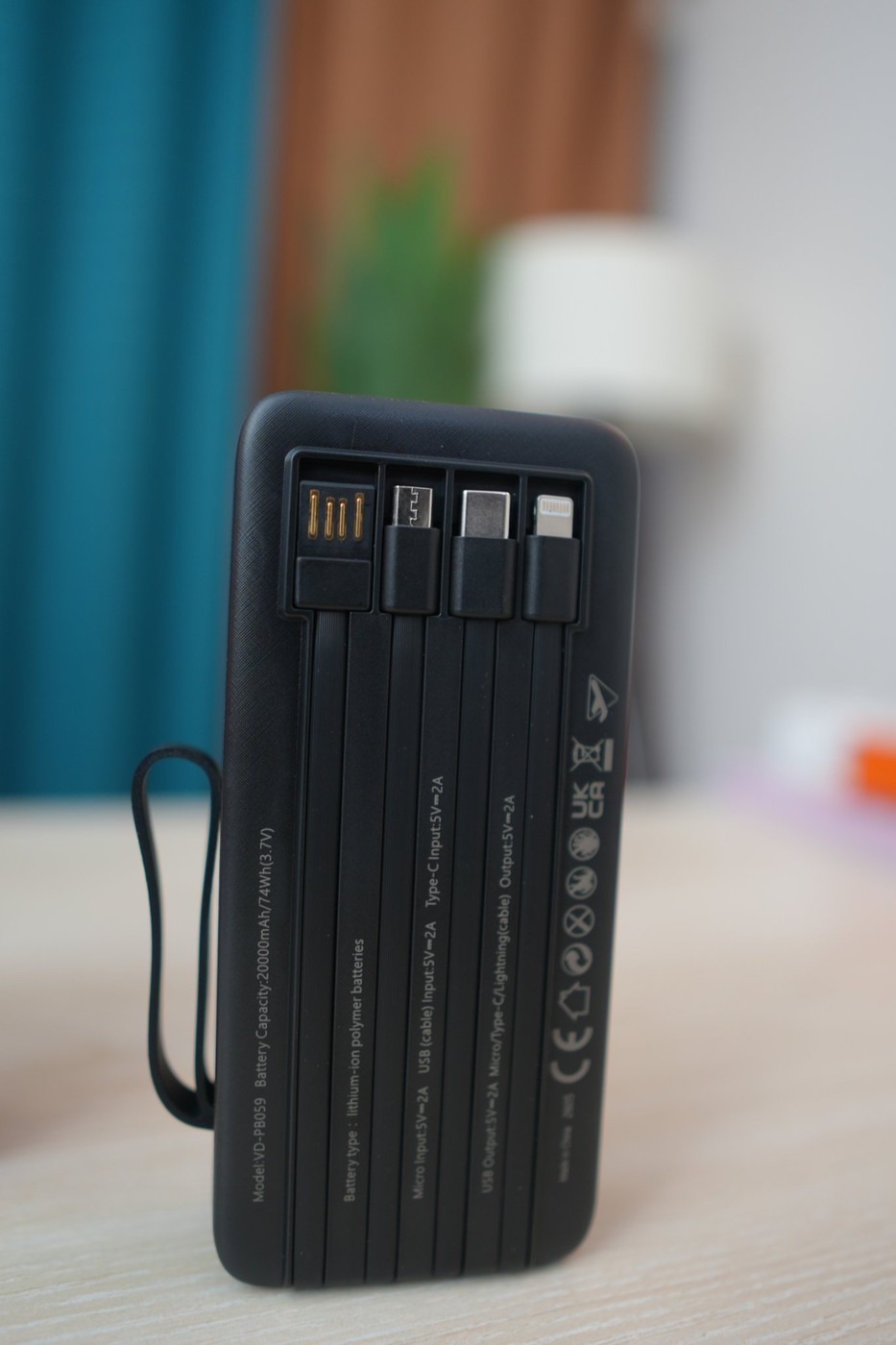 VEN-DENS Power Bank 20000mAh VD-PB059 (Built-in Cables)